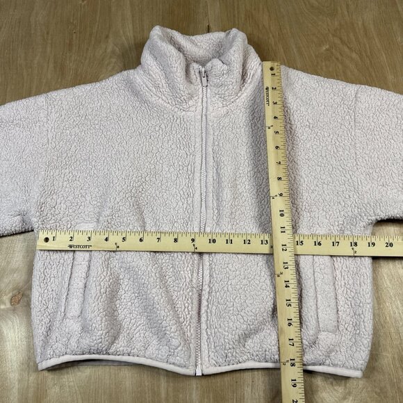 Sunday Best Women’s Pink Long Sleeve Full Zip Cropped Fleece Jacket Size Medium - Picture 5 of 7